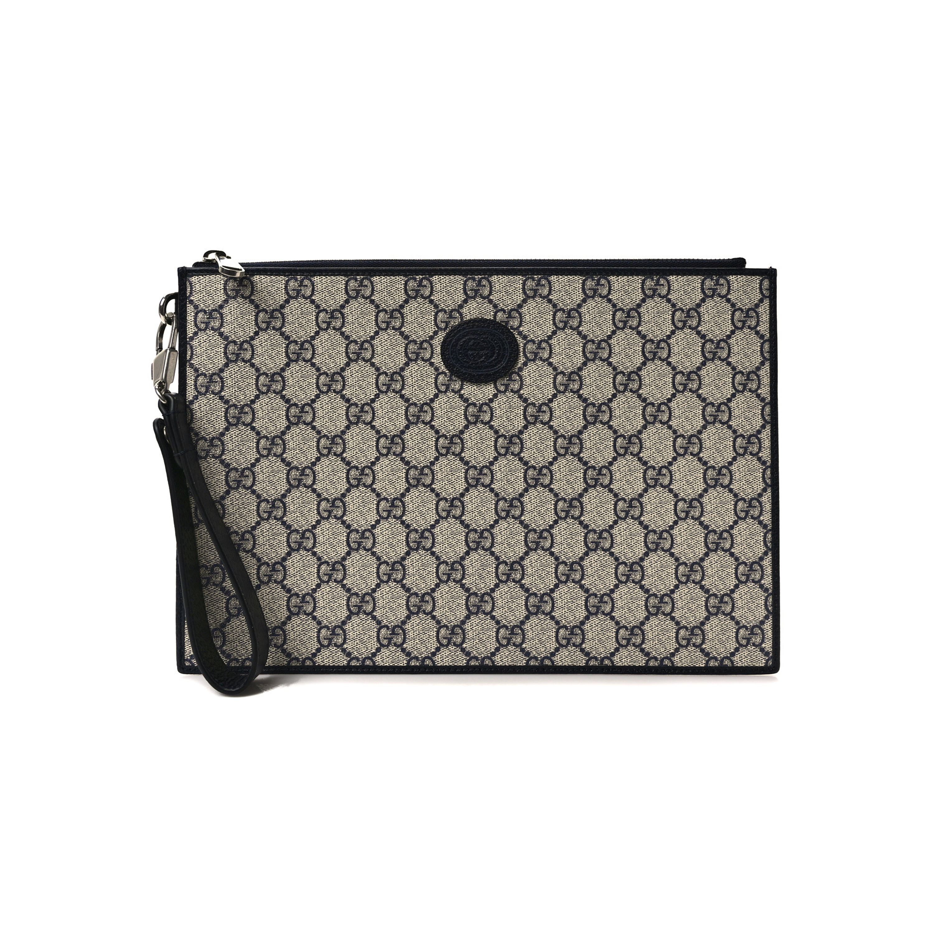 GG Supreme Monogram Wristlet Pouch