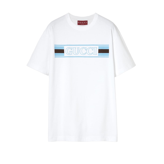 Cotton jersey T-shirt with print in white