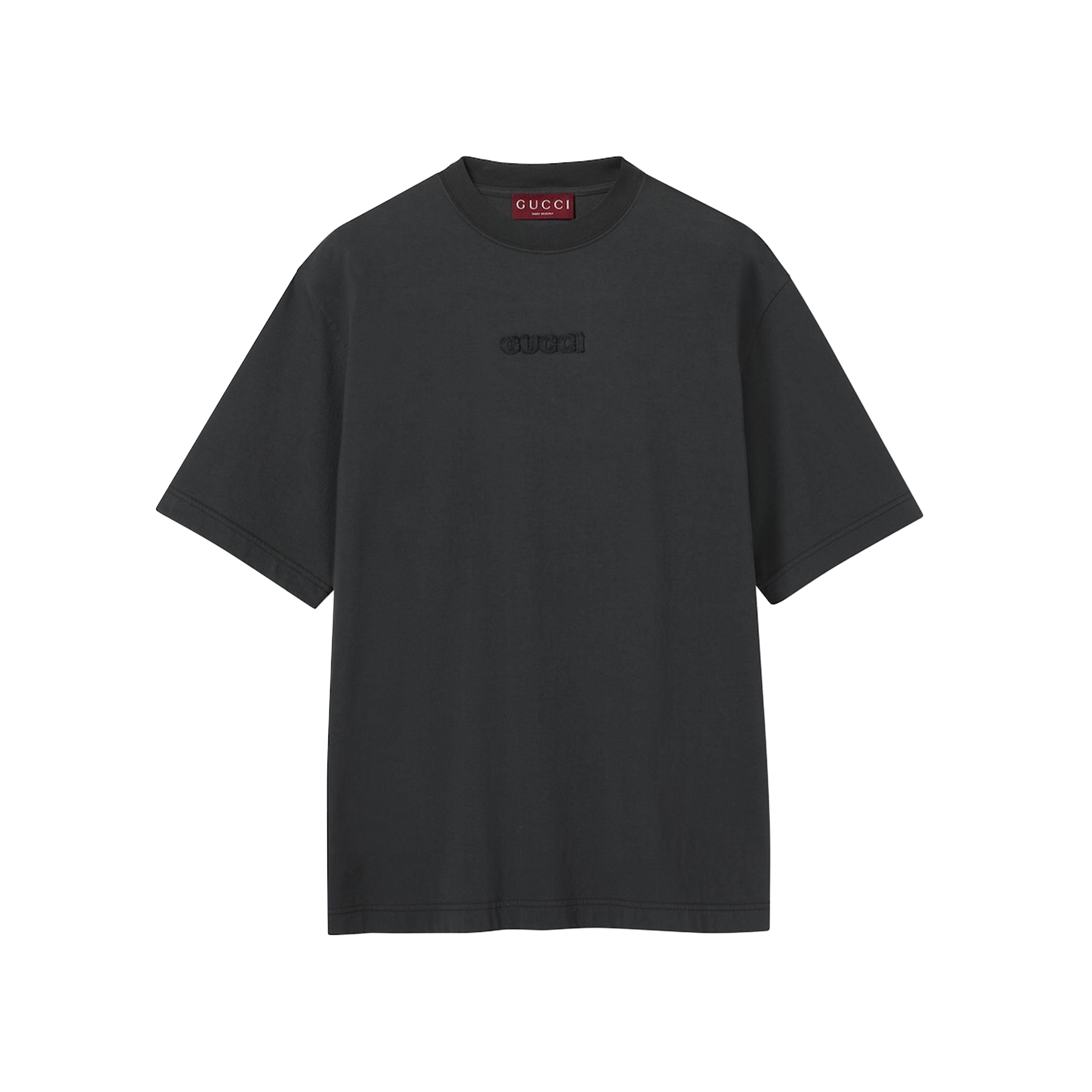 Embroidered cotton jersey T-shirt in Dark Grey