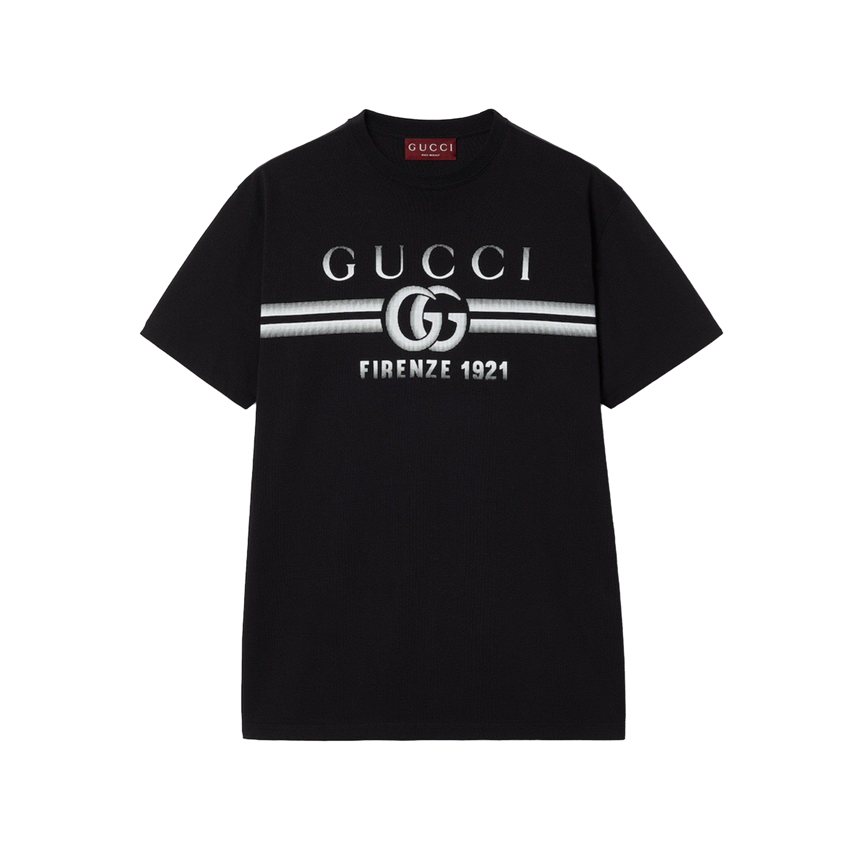 Cotton jersey T-shirt with Gucci print in Black