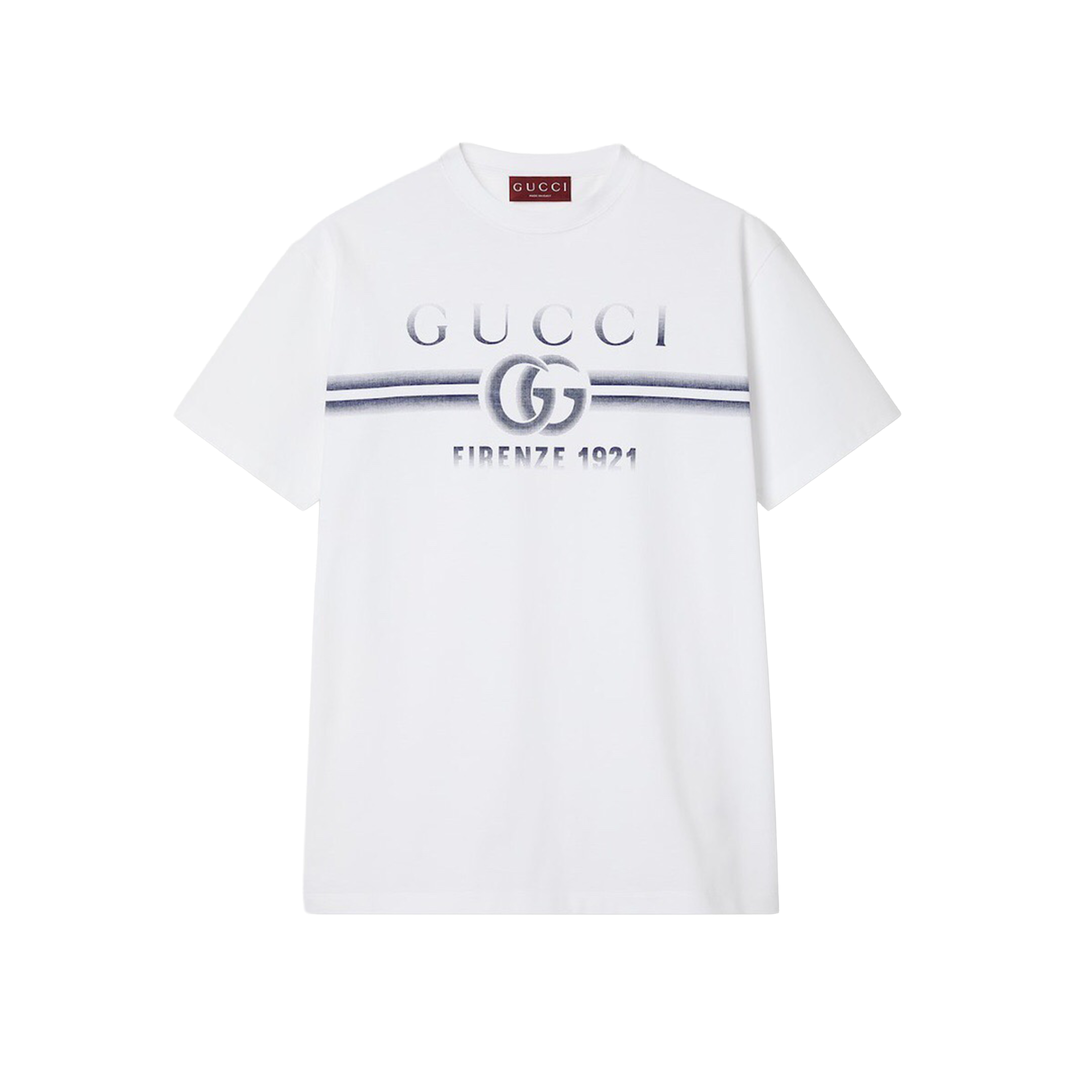 Cotton jersey T-shirt with Gucci print in White