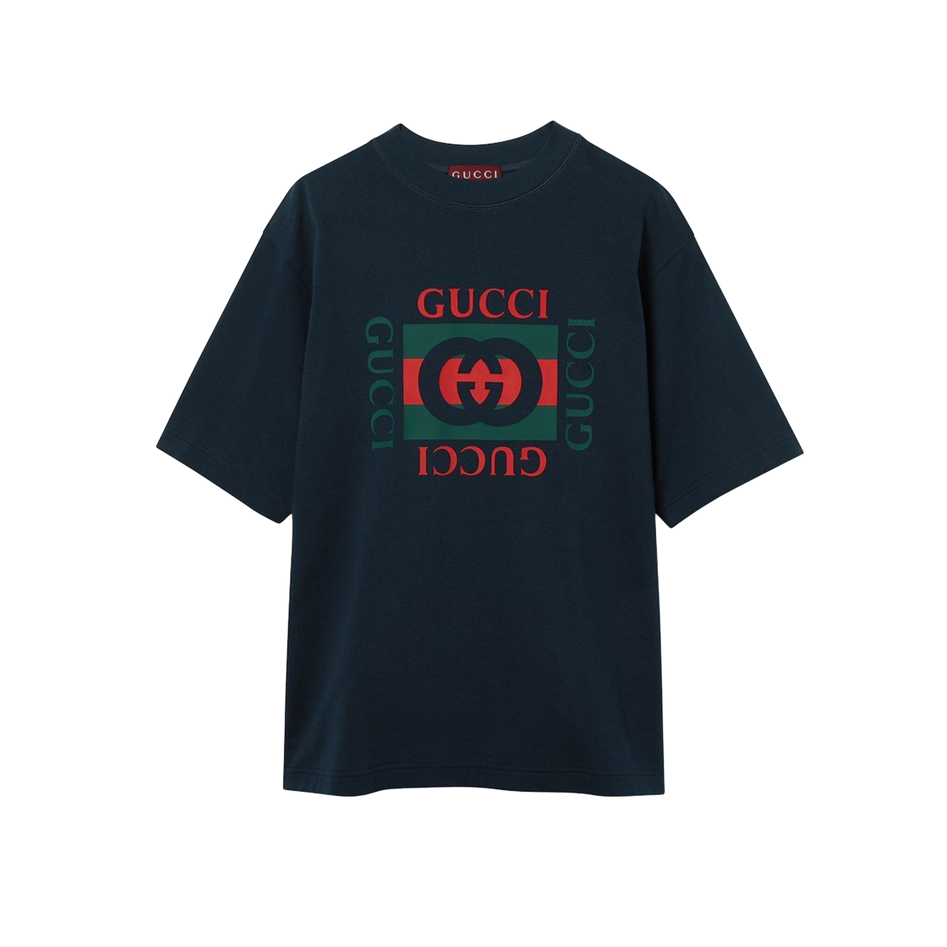 Cotton jersey T-shirt with Gucci print in Black