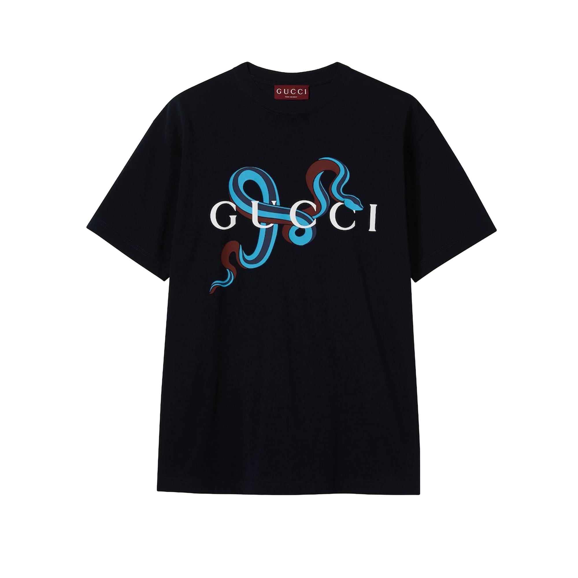 Printed cotton jersey T-shirt in navy