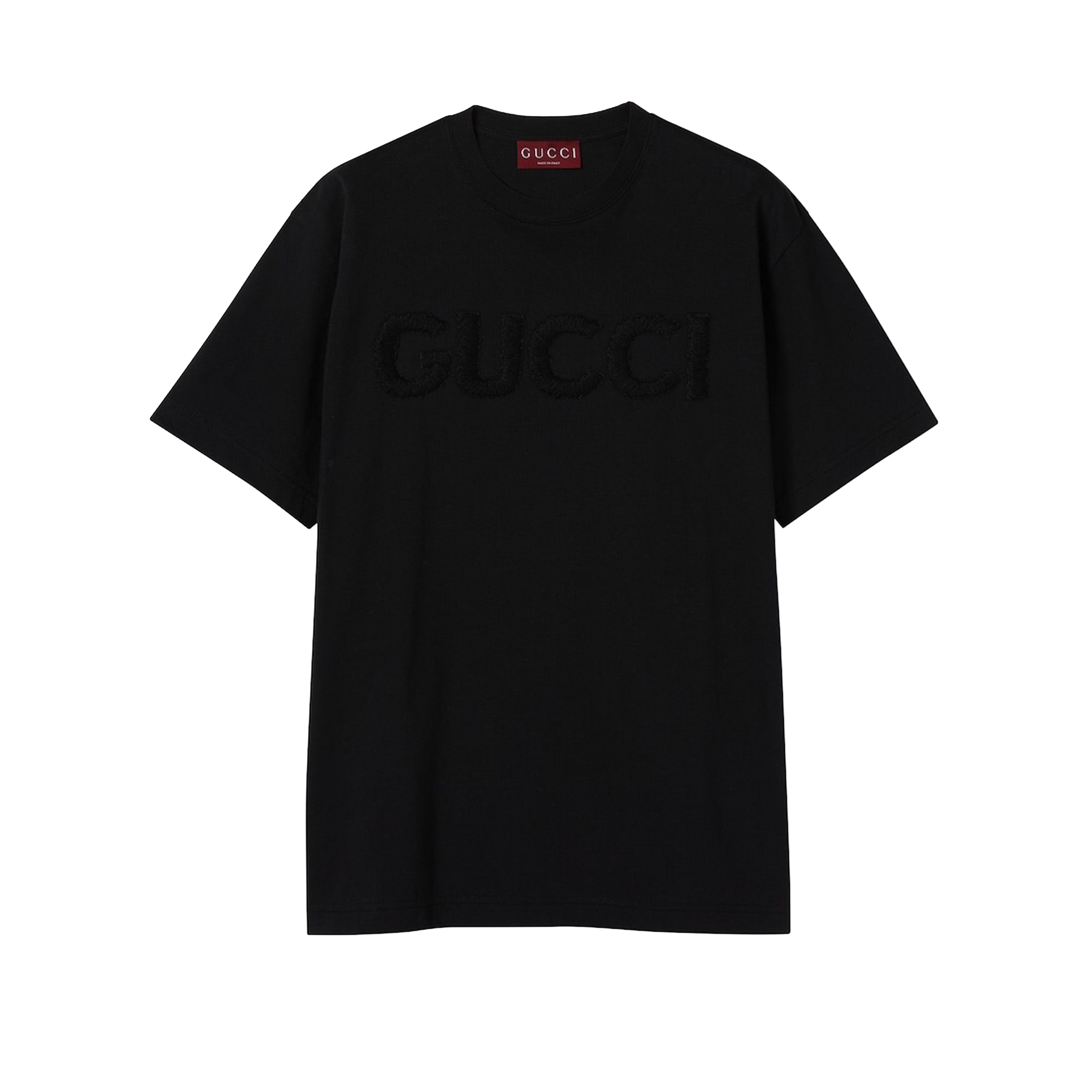 Cotton jersey T-shirt with embroidery in Black
